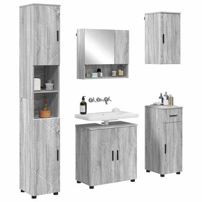vidaXL Bathroom Furniture Set 5 pcs Grey Sonoma 61 x 35 x 64 cm 3