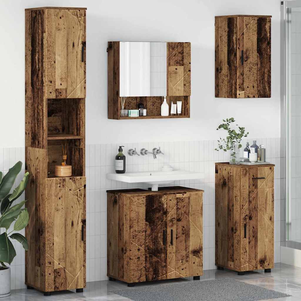 vidaXL Bathroom Furniture Set 5 pcs Old Wood 61 x 35 x 64 cm 1