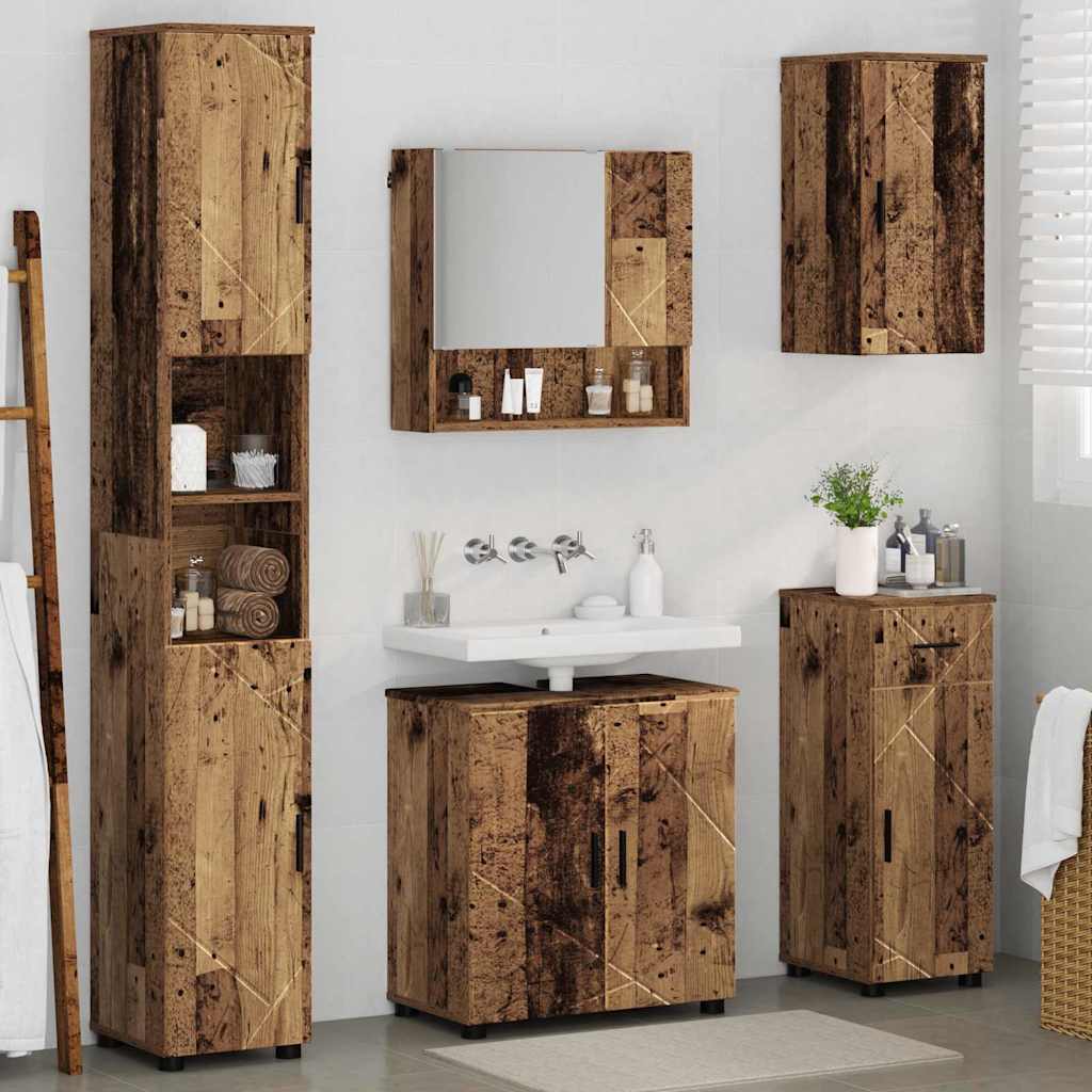 vidaXL Bathroom Furniture Set 5 pcs Old Wood 61 x 35 x 64 cm 4