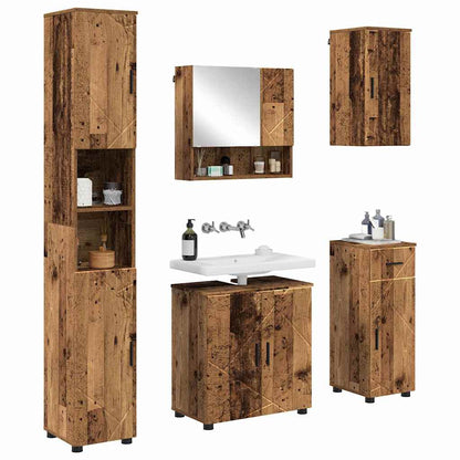 vidaXL Bathroom Furniture Set 5 pcs Old Wood 61 x 35 x 64 cm 3