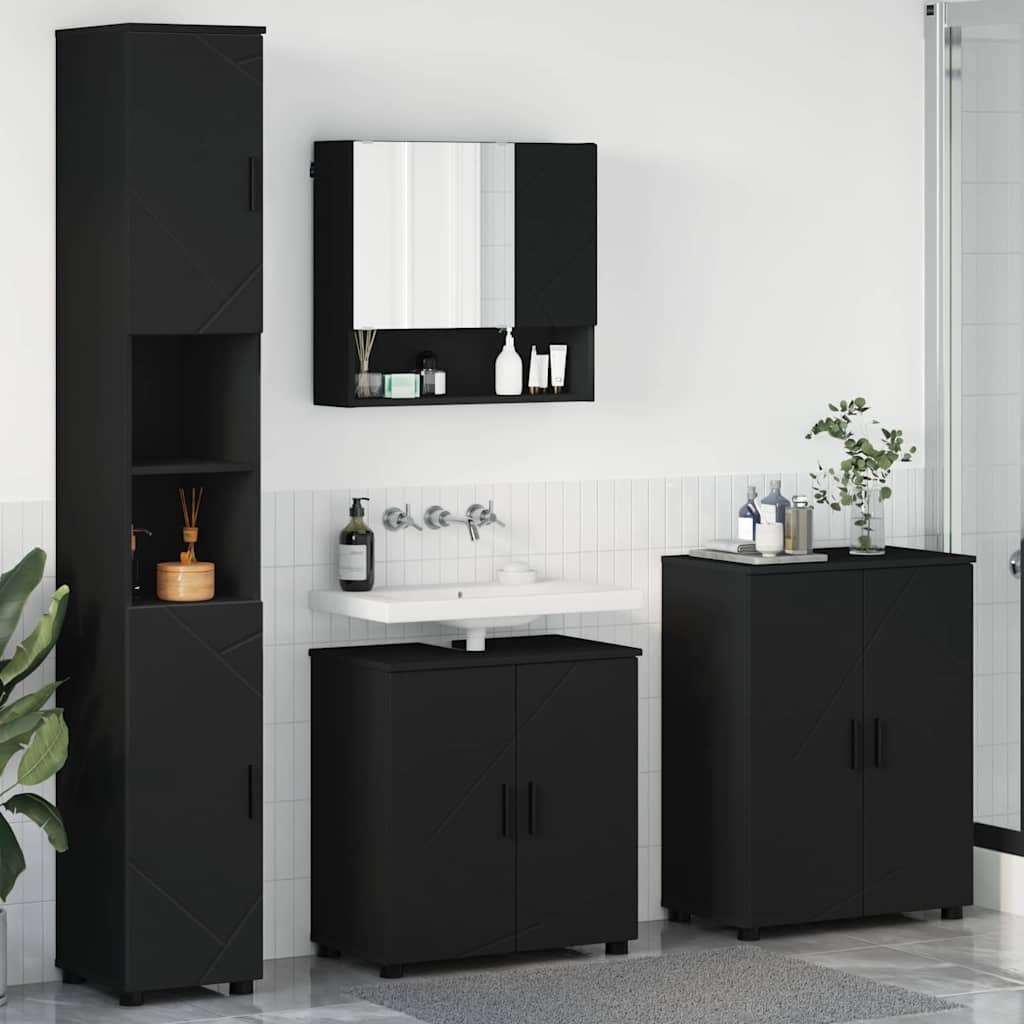 vidaXL Bathroom Furniture Set 4 pcs Black 61 x 35 x 64 cm 1