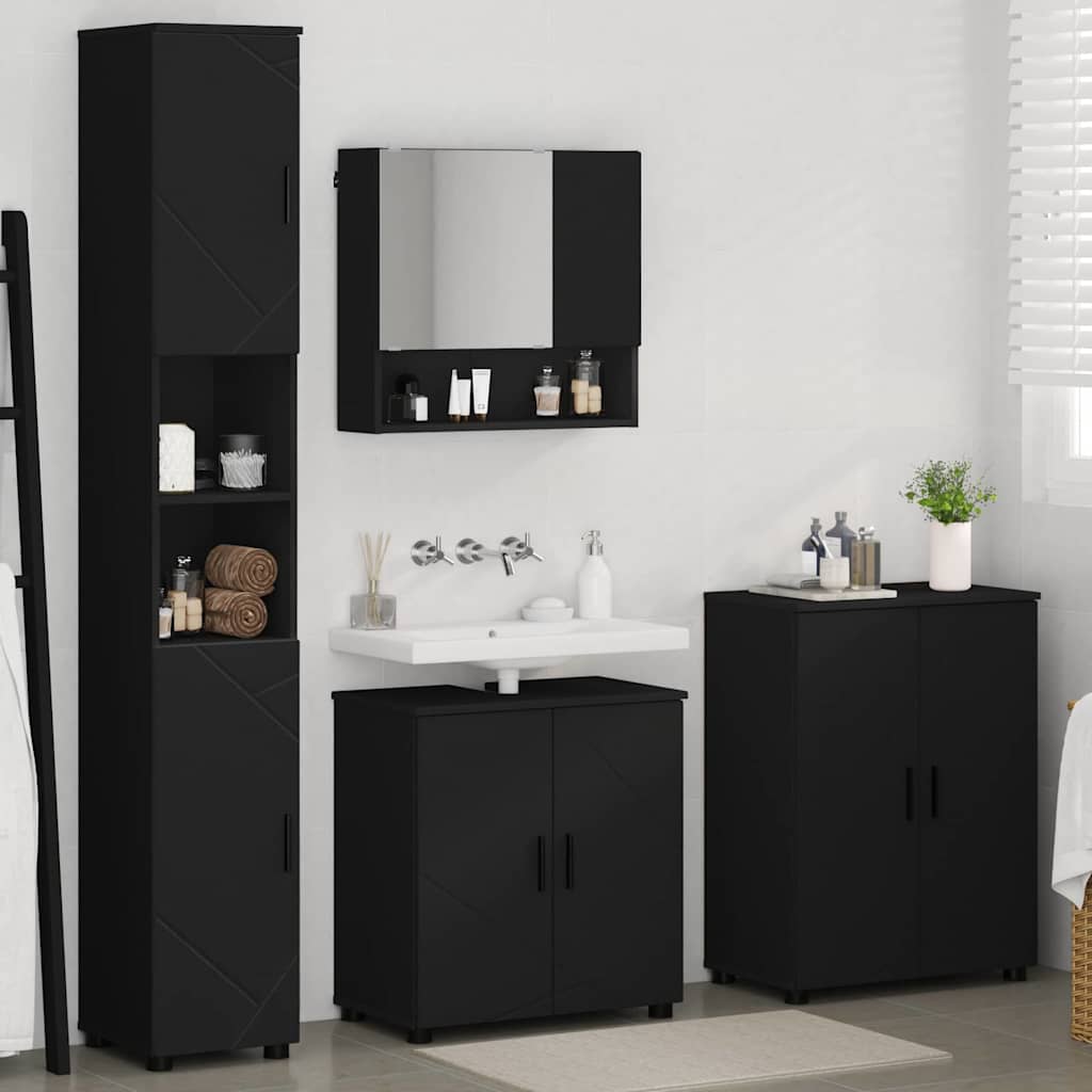 vidaXL Bathroom Furniture Set 4 pcs Black 61 x 35 x 64 cm 4