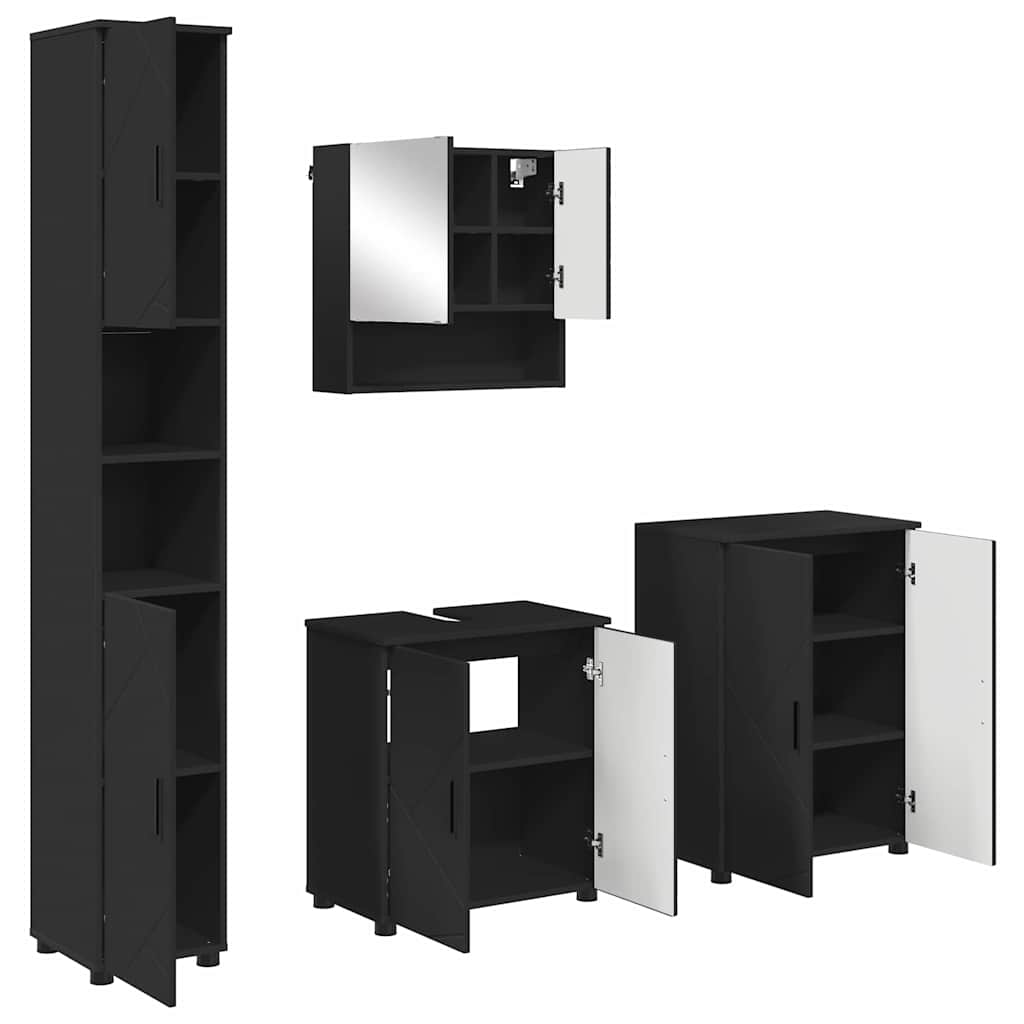 vidaXL Bathroom Furniture Set 4 pcs Black 61 x 35 x 64 cm 2