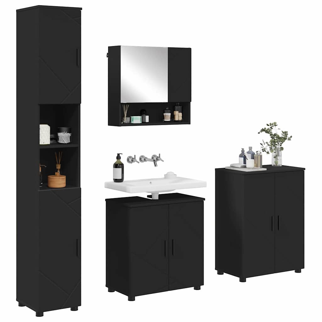 vidaXL Bathroom Furniture Set 4 pcs Black 61 x 35 x 64 cm 3