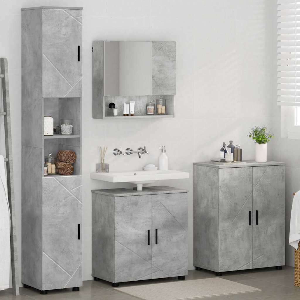 vidaXL Bathroom Furniture Set 4 pcs Concrete Grey 61 x 35 x 64 cm 4