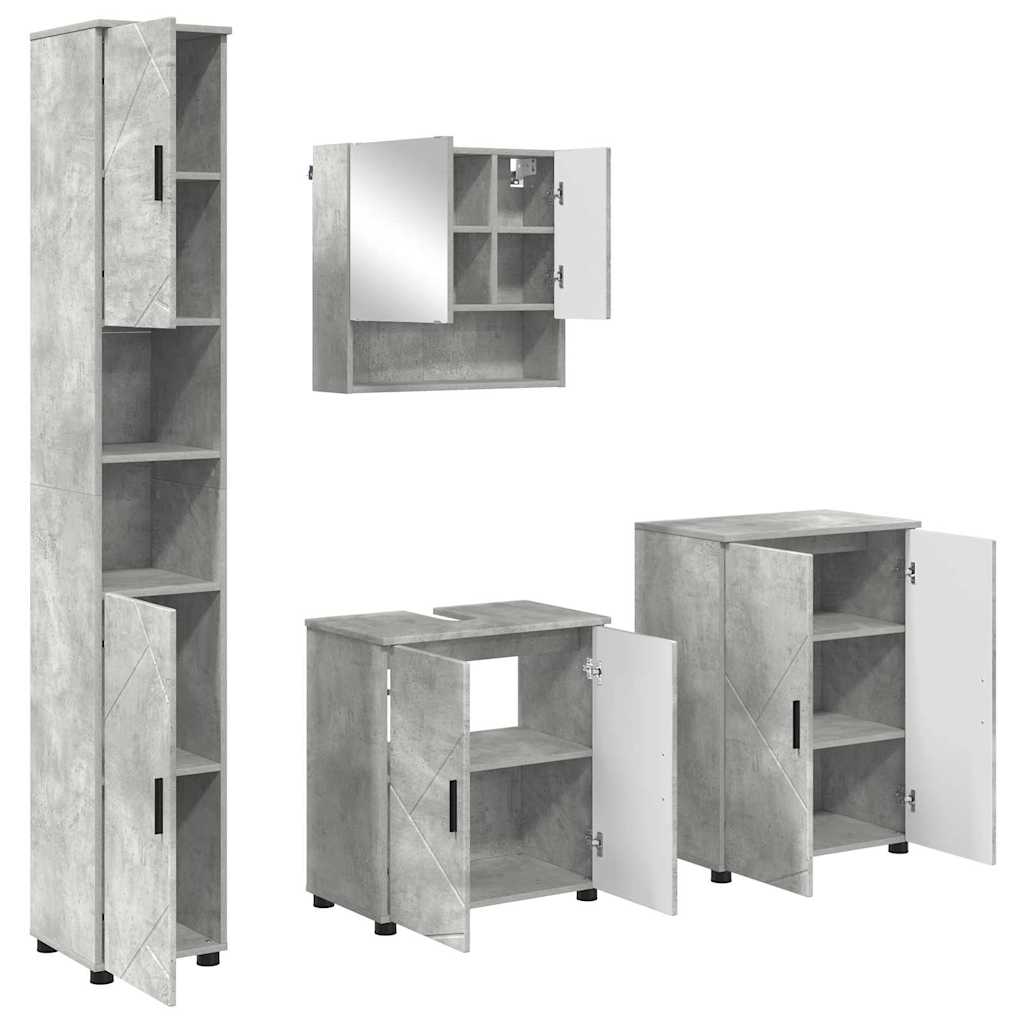vidaXL Bathroom Furniture Set 4 pcs Concrete Grey 61 x 35 x 64 cm 2
