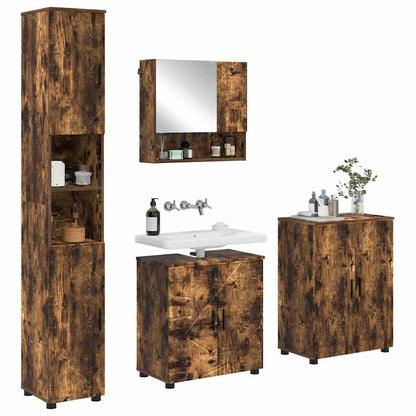 vidaXL Bathroom Furniture Set 4 pcs Smoked Oak 61 x 35 x 64 cm 3