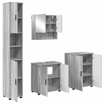 vidaXL Bathroom Furniture Set 4 pcs Grey Sonoma 61 x 35 x 64 cm 2