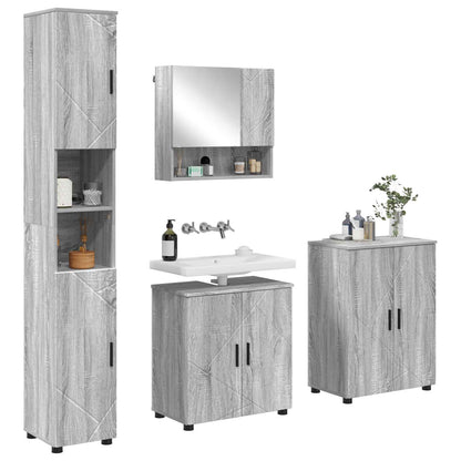 vidaXL Bathroom Furniture Set 4 pcs Grey Sonoma 61 x 35 x 64 cm 3