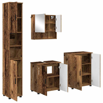 vidaXL Bathroom Furniture Set 4 pcs Old Wood 61 x 35 x 64 cm 2