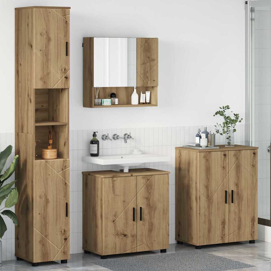 vidaXL Bathroom Furniture Set 4 pcs Artisan Oak 61 x 35 x 64 cm 1