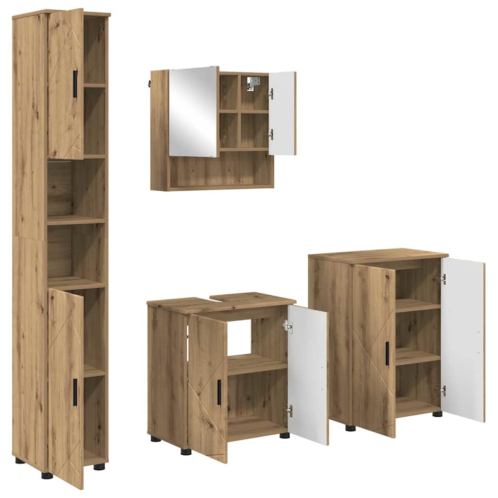 vidaXL Bathroom Furniture Set 4 pcs Artisan Oak 61 x 35 x 64 cm 2