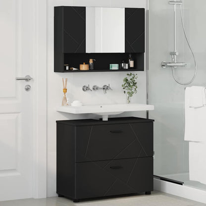 vidaXL Bathroom Furniture Set 2 pcs Black Engineered Wood and Metal 4