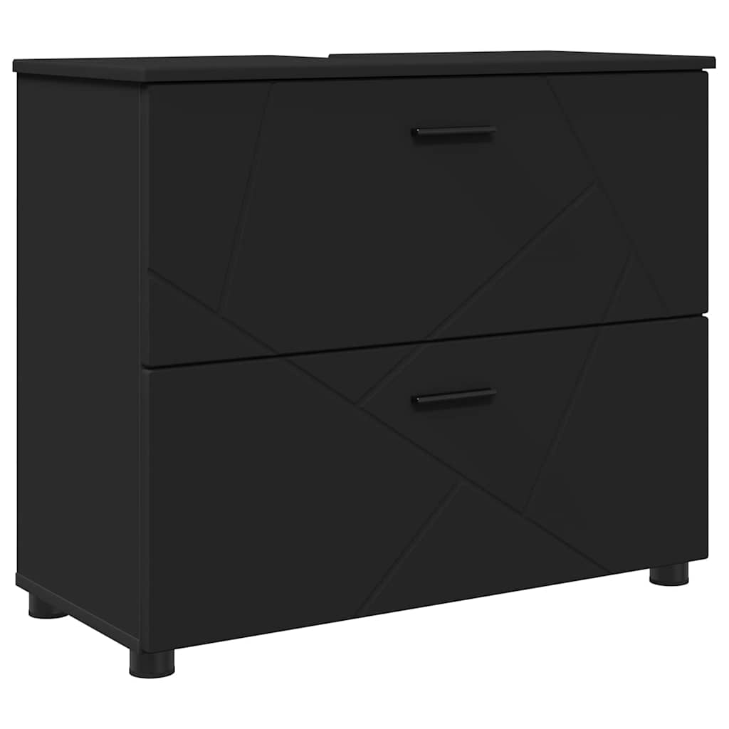 vidaXL Bathroom Furniture Set 2 pcs Black Engineered Wood and Metal 5