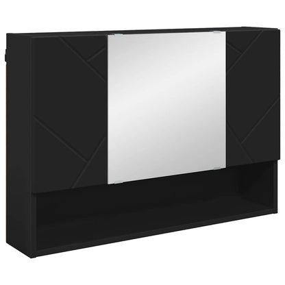 vidaXL Bathroom Furniture Set 2 pcs Black Engineered Wood and Metal 6