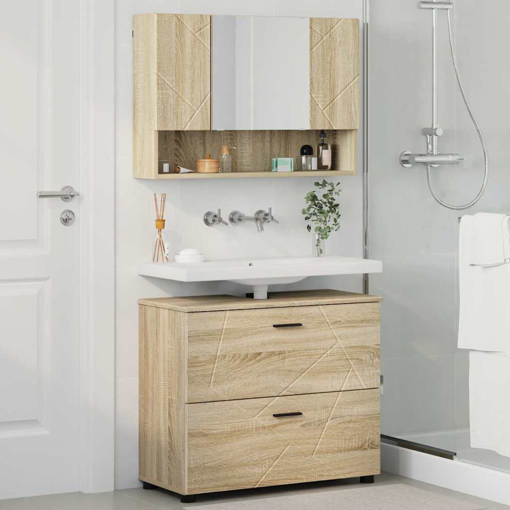 vidaXL Bathroom Furniture Set 2 pcs Sonoma Oak 4