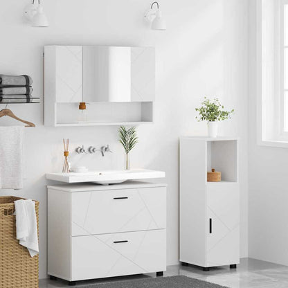 vidaXL Bathroom Furniture Set 3 pcs White Engineered Wood and Metal 4