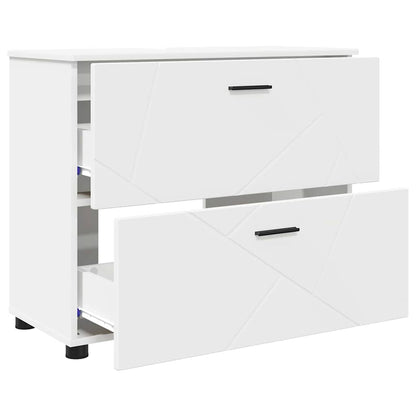vidaXL Bathroom Furniture Set 3 pcs White Engineered Wood and Metal 5
