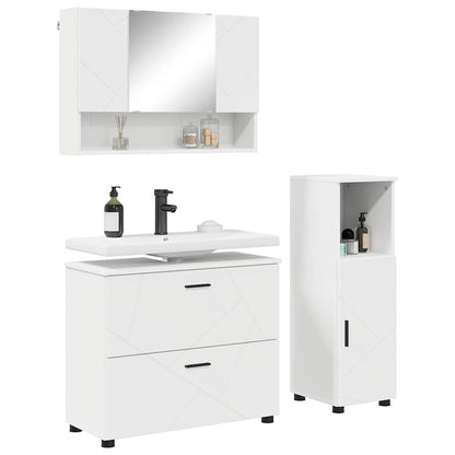 vidaXL Bathroom Furniture Set 3 pcs White Engineered Wood and Metal 3