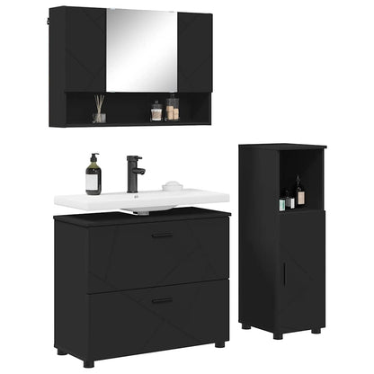 vidaXL Bathroom Furniture Set 3 pcs Black Engineered Wood and Metal 3