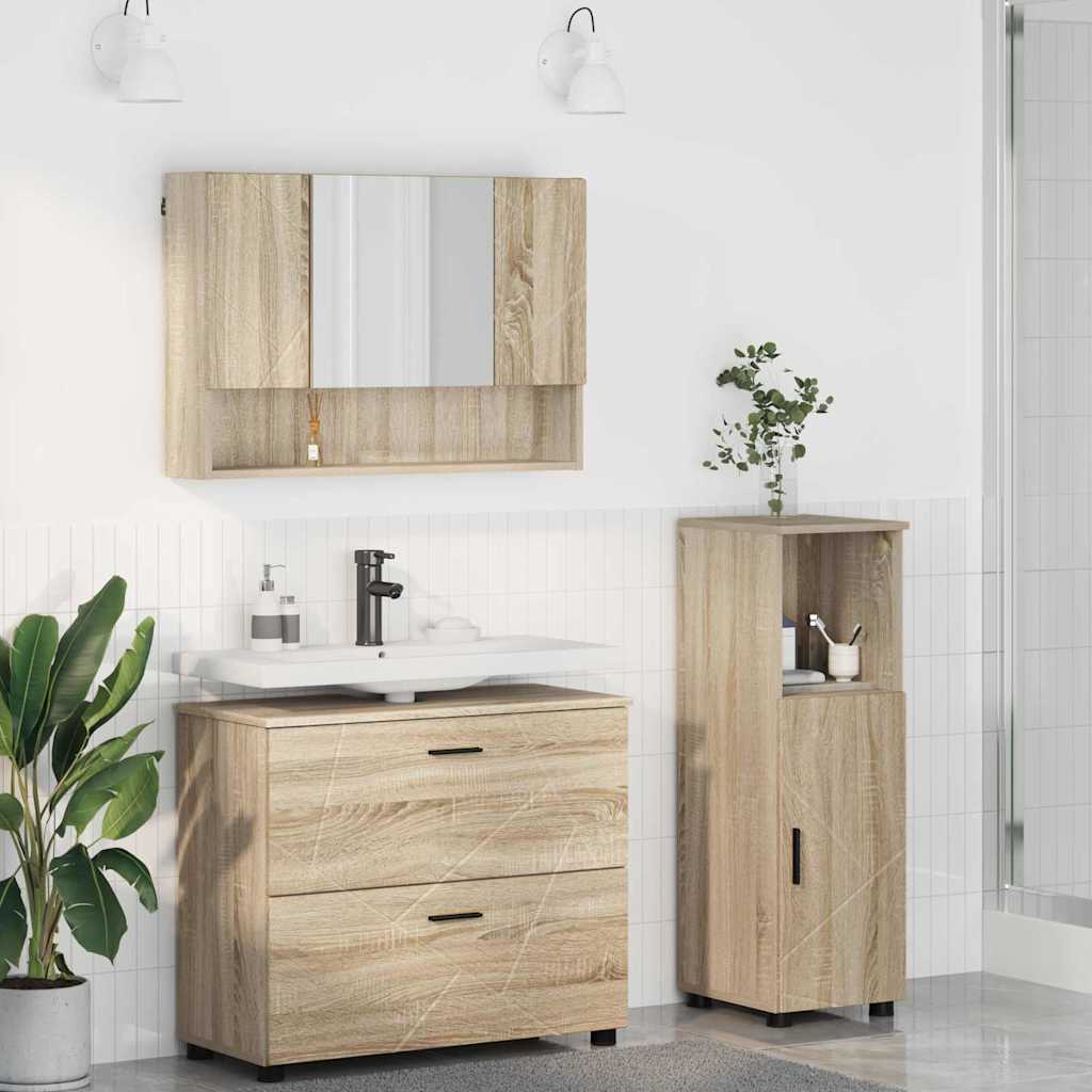 vidaXL Bathroom Furniture Set 3 pcs Sonoma Oak 1
