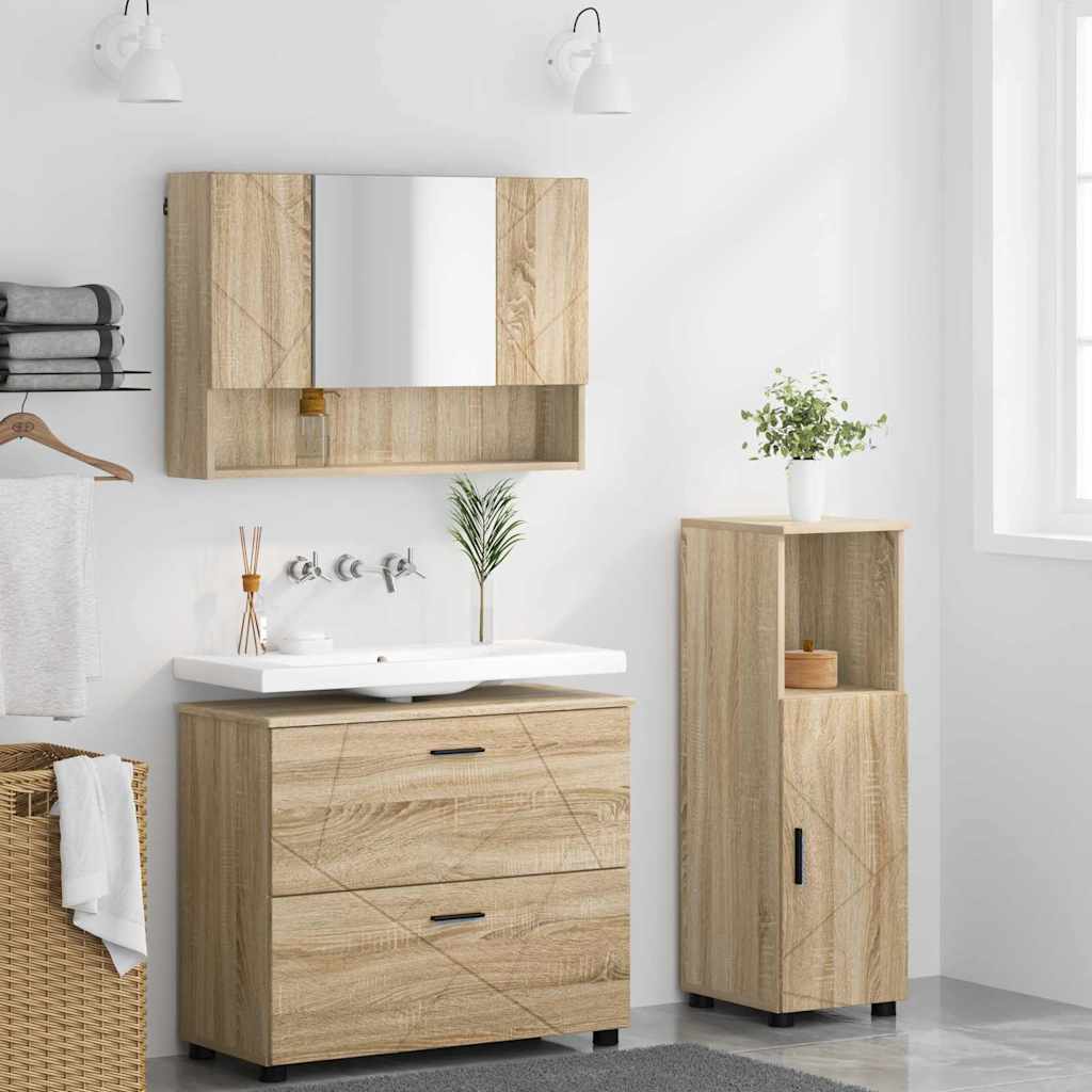 vidaXL Bathroom Furniture Set 3 pcs Sonoma Oak 4