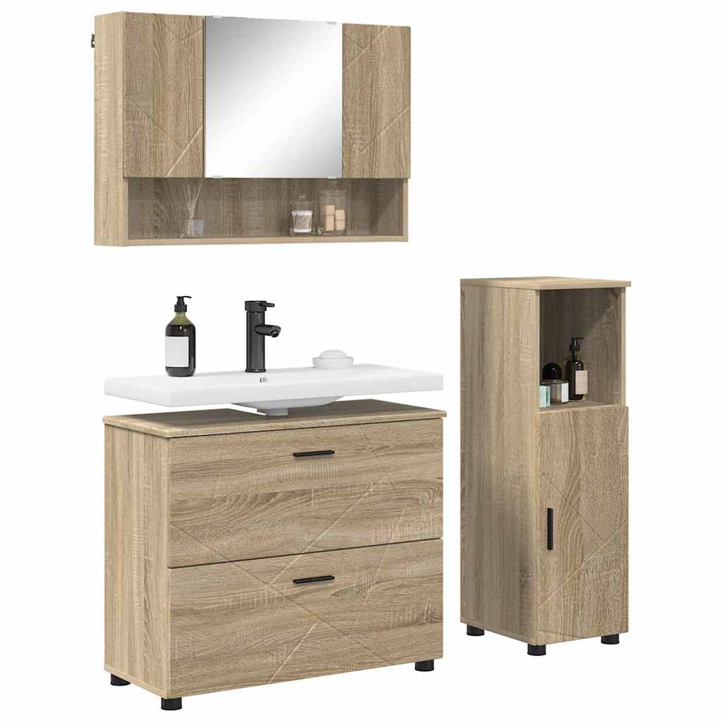vidaXL Bathroom Furniture Set 3 pcs Sonoma Oak 3