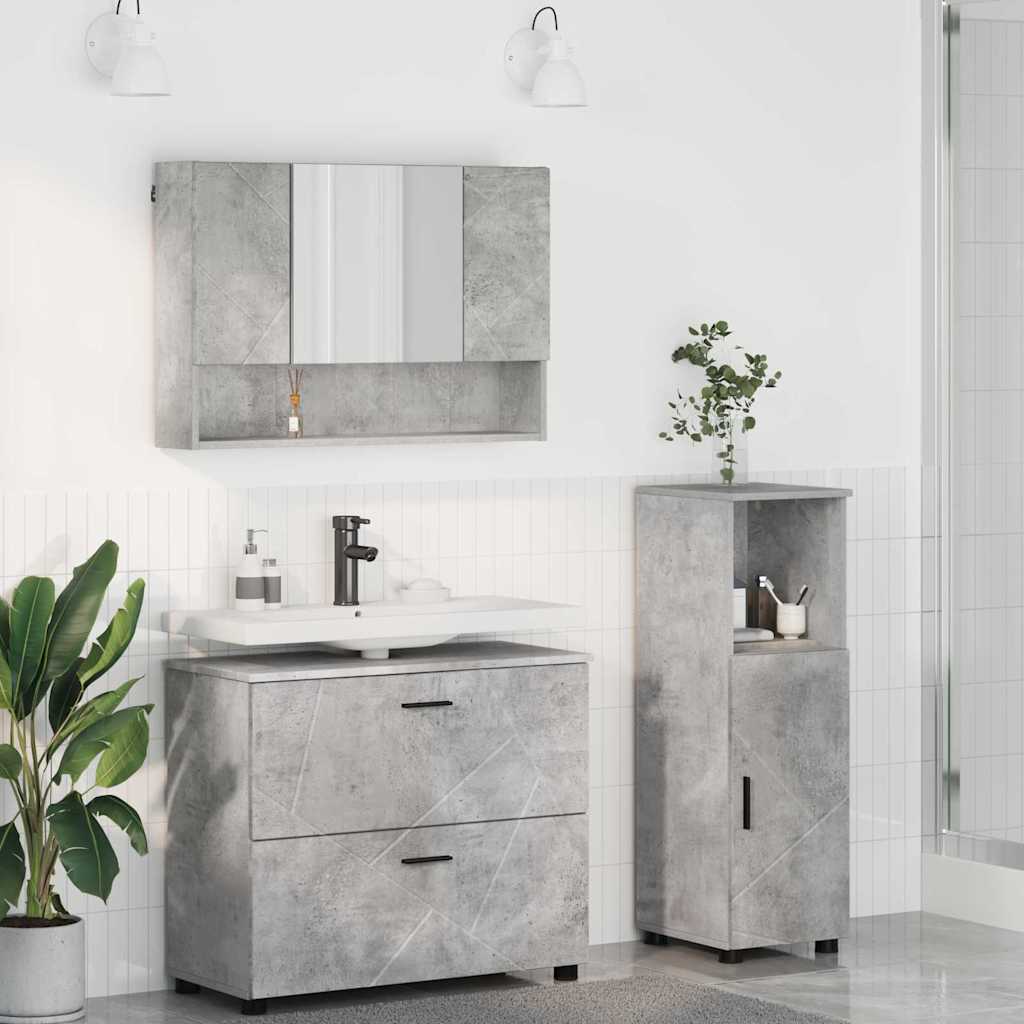 vidaXL Bathroom Furniture Set 3 pcs Concrete Grey 1