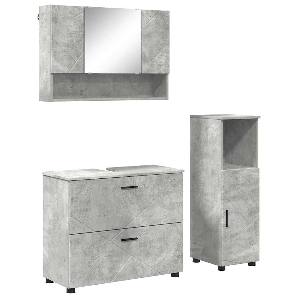 vidaXL Bathroom Furniture Set 3 pcs Concrete Grey 2