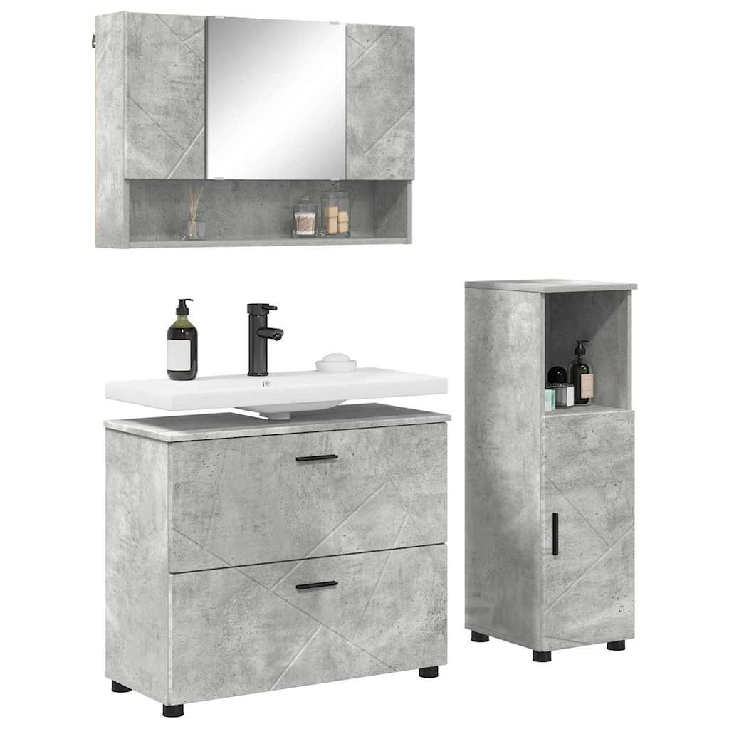 vidaXL Bathroom Furniture Set 3 pcs Concrete Grey 3