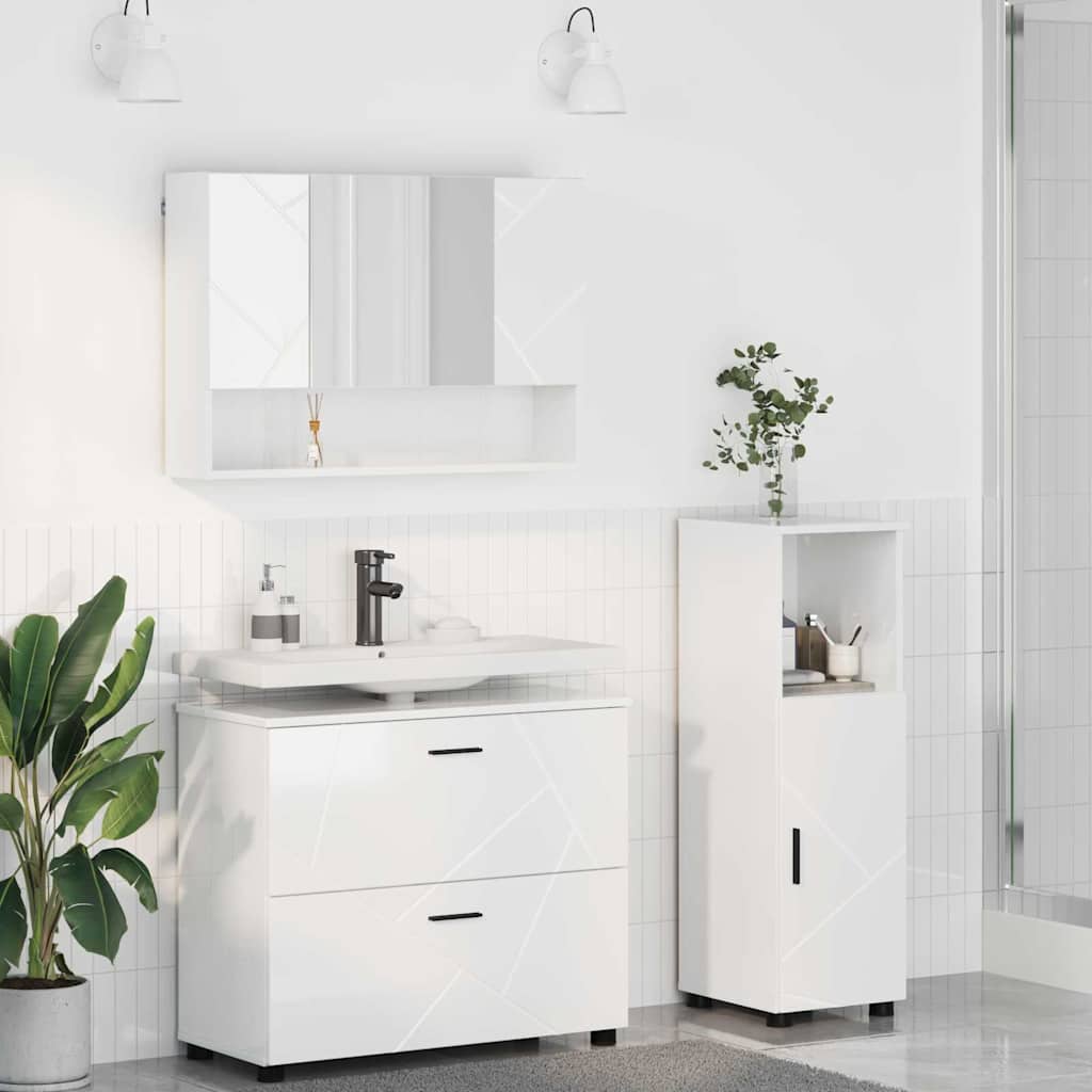 vidaXL Bathroom Furniture Set 3 pcs High Gloss White 1