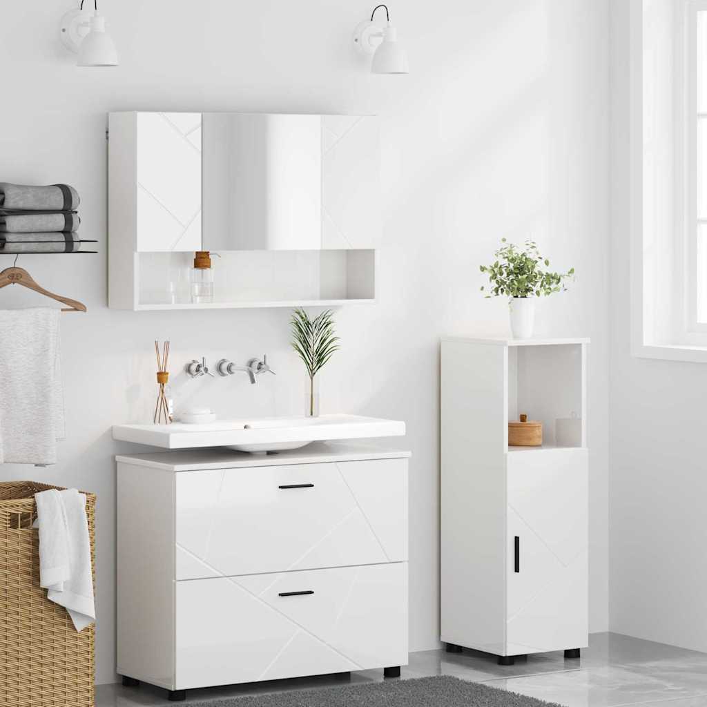 vidaXL Bathroom Furniture Set 3 pcs High Gloss White 4