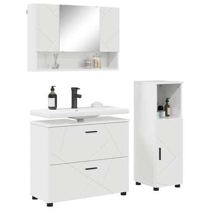 vidaXL Bathroom Furniture Set 3 pcs High Gloss White 3