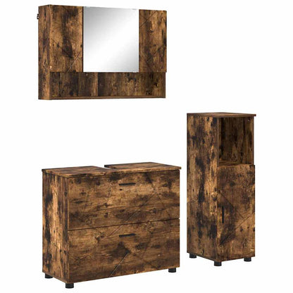 vidaXL Bathroom Furniture Set 3 pcs Smoked Oak 2