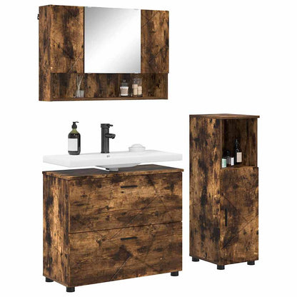 vidaXL Bathroom Furniture Set 3 pcs Smoked Oak 3