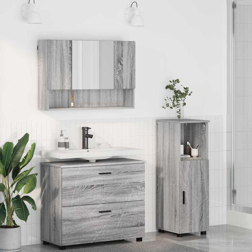 vidaXL Bathroom Furniture Set 3 pcs Grey Sonoma 1