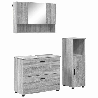 vidaXL Bathroom Furniture Set 3 pcs Grey Sonoma 2