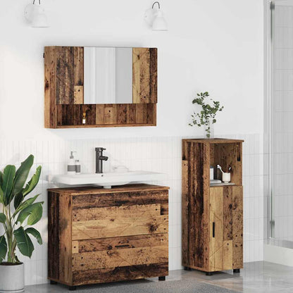 vidaXL Bathroom Furniture Set 3 pcs Old Wood Engineered Wood and Metal 1