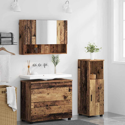 vidaXL Bathroom Furniture Set 3 pcs Old Wood Engineered Wood and Metal 4