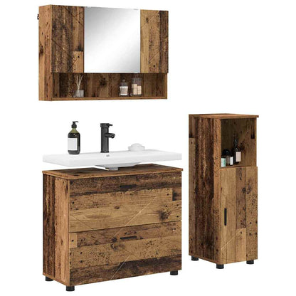 vidaXL Bathroom Furniture Set 3 pcs Old Wood Engineered Wood and Metal 3