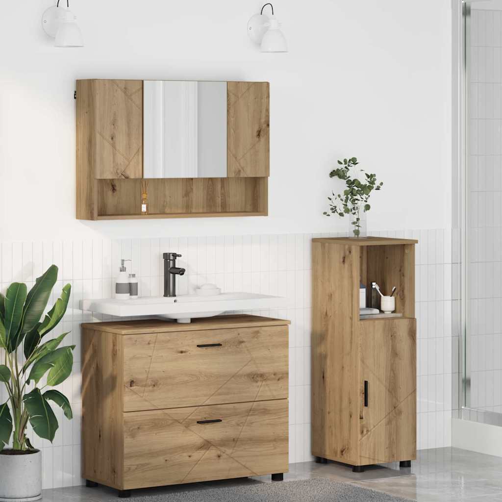 vidaXL Bathroom Furniture Set 3 pcs Artisan Oak 1