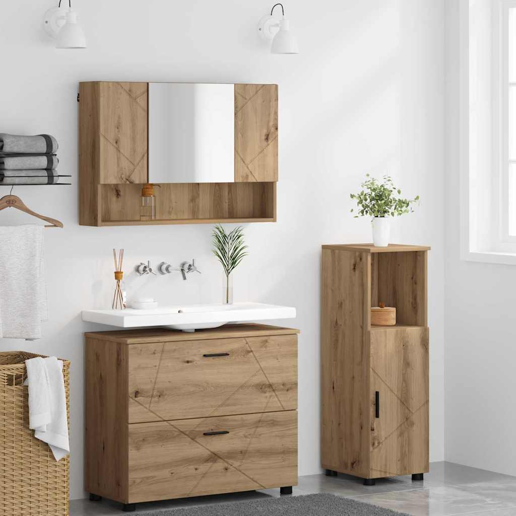 vidaXL Bathroom Furniture Set 3 pcs Artisan Oak 4