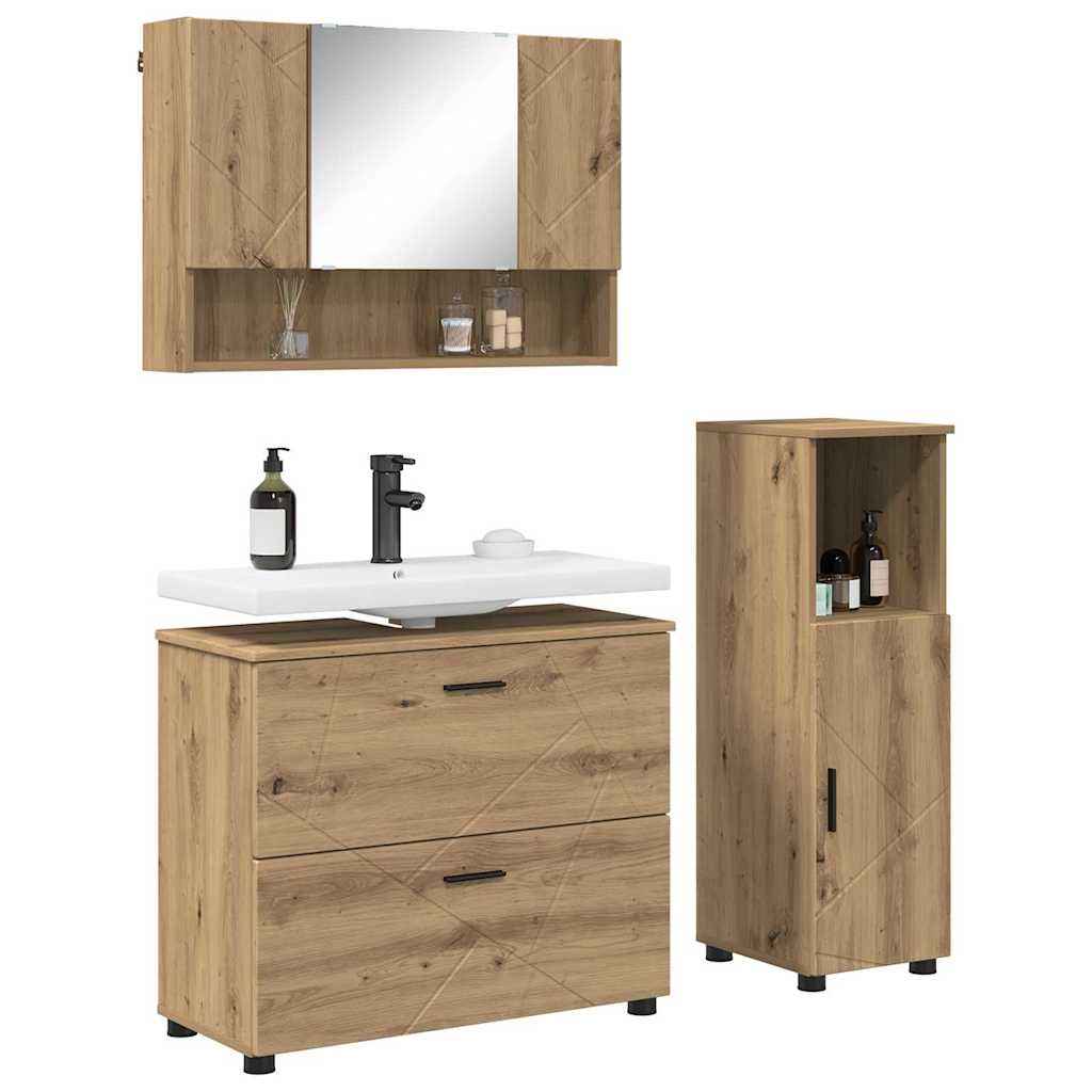 vidaXL Bathroom Furniture Set 3 pcs Artisan Oak 3