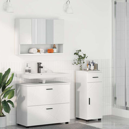 vidaXL Bathroom Furniture Set 3 pcs White Engineered Wood and Metal 1