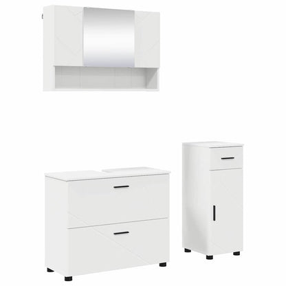 vidaXL Bathroom Furniture Set 3 pcs White Engineered Wood and Metal 2
