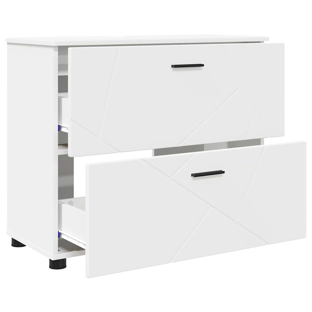vidaXL Bathroom Furniture Set 3 pcs White Engineered Wood and Metal 5