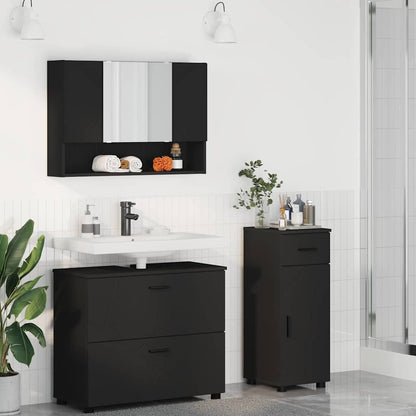vidaXL Bathroom Furniture Set 3 pcs Black Engineered Wood and Metal 1