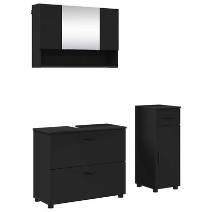 vidaXL Bathroom Furniture Set 3 pcs Black Engineered Wood and Metal 2