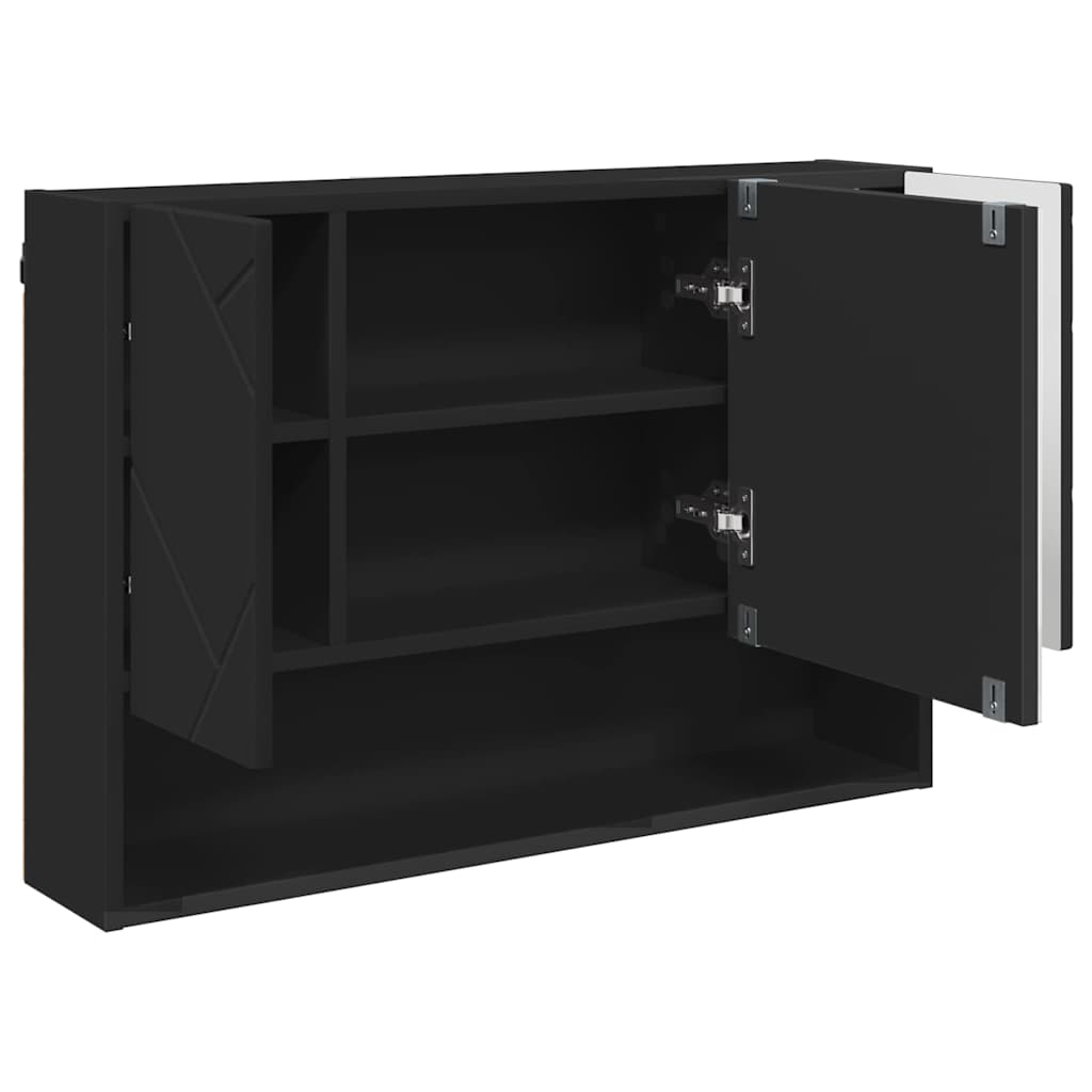 vidaXL Bathroom Furniture Set 3 pcs Black Engineered Wood and Metal 6