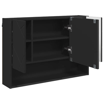 vidaXL Bathroom Furniture Set 3 pcs Black Engineered Wood and Metal 6